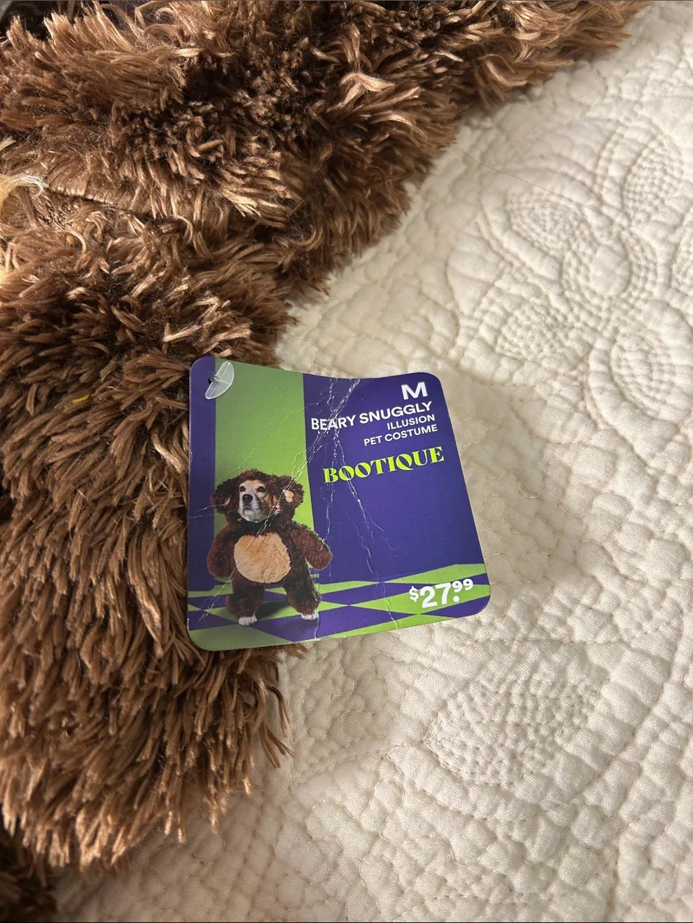 Bootique Brown and Cream Plush Pet Bear Costume Tag
